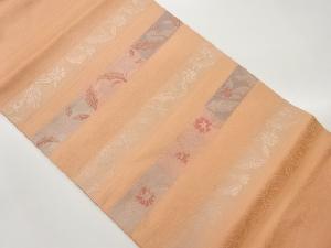 横段に花葉模様織出し名古屋帯